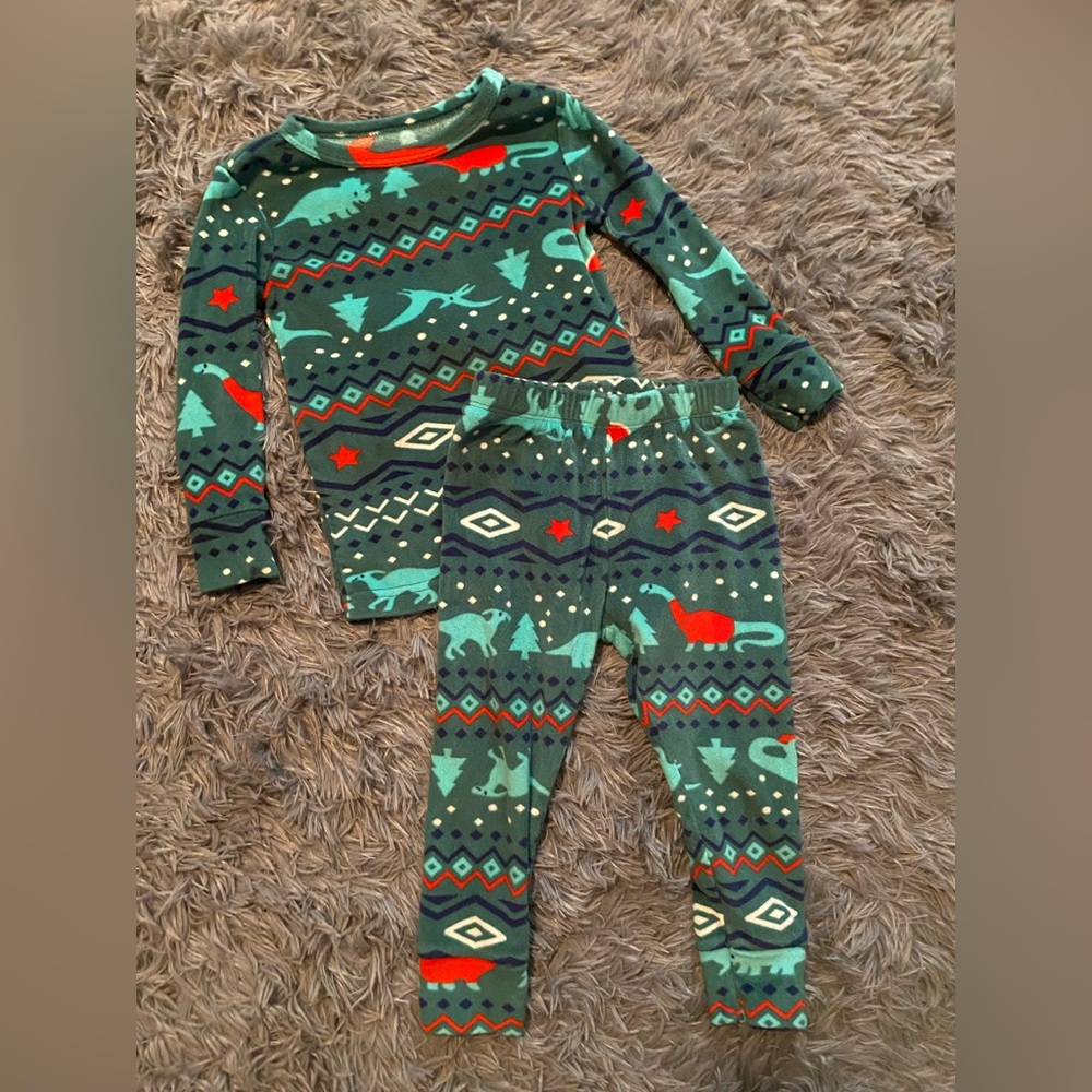 Cat & Jack Kids Dinosaur Pajama Set - Teal and Red